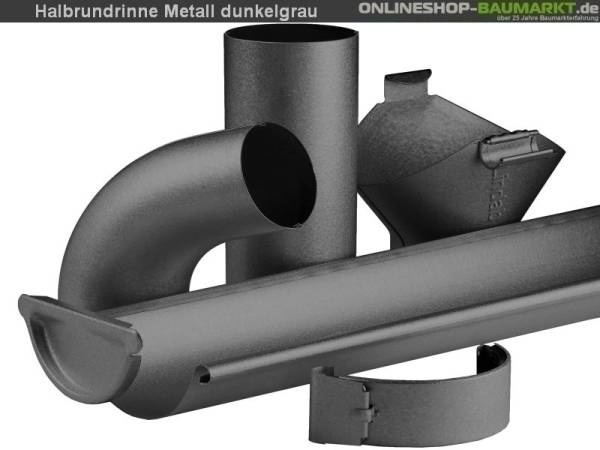 Metall-Dachrinne dunkelgrau Viereckdach 2 x 600 cm/ 2 x 800 cm