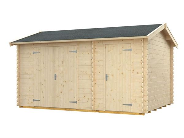 Skan Holz Blockbohlenhaus Flexi Größe 2, 420 x 300 cm Skan Holz Blockbohlenhaus Flexi Größe 2, 420 x 300 cm