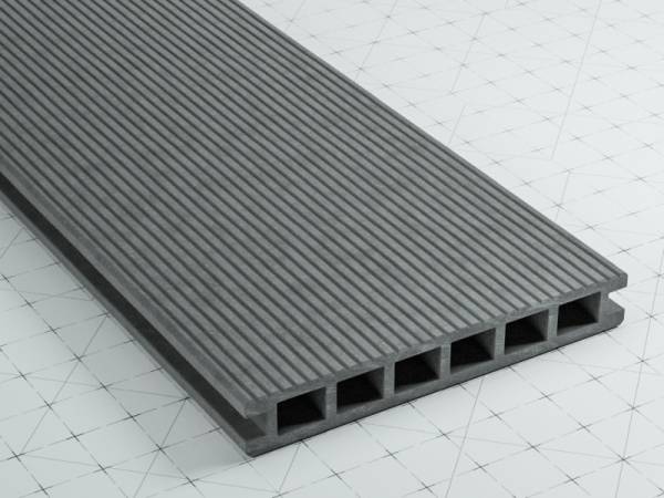 WPC Light Terrassendiele 24 x 180 mm Quarzgrau geriffelt
