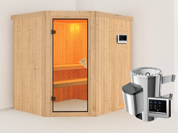 Lilja - Karibu Sauna Plug & Play inkl. 3,6 kW-Ofen - ohne Dachkranz -