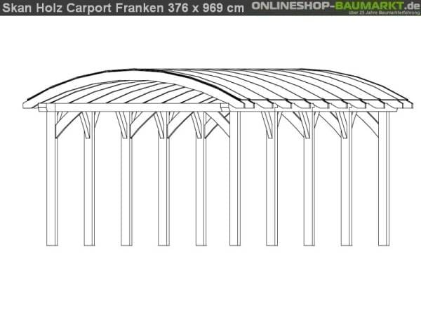 Skan Holz Carport Franken 376 x 969 cm Leimholz