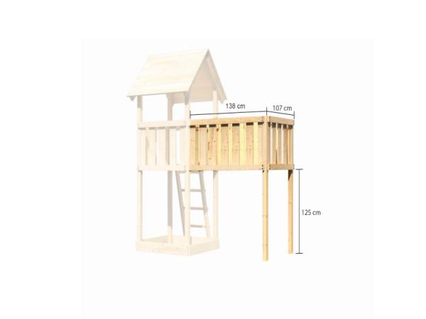 Akubi Spielturm Anna + Einzelschaukel + Anbauplattform XL + Schiffsanbau oben